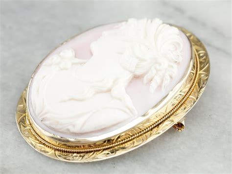 Vintage Pink Shell Cameo Brooch Cameo Pendant Statement - Etsy