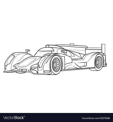 Racing car sketch ship coloring book isolated Vector Image