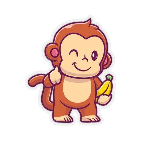 Monkey Sticker Animal Banana Laptop Decal Vinyl Cute - Etsy