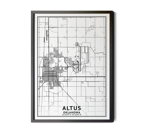 a black and white framed map of the city of altomoa, california with an outline