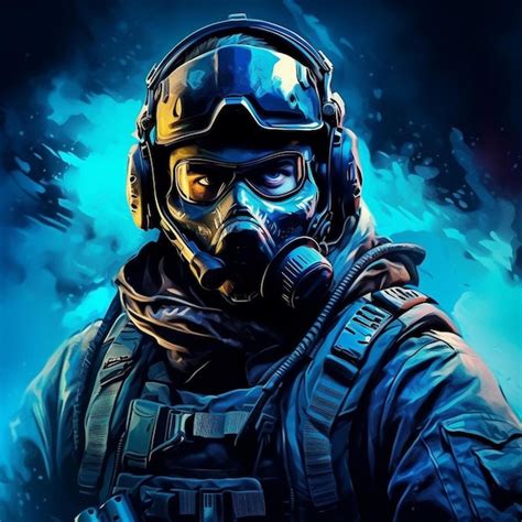 Premium AI Image | a picture of a soldier wearing a gas mask and gas mask.