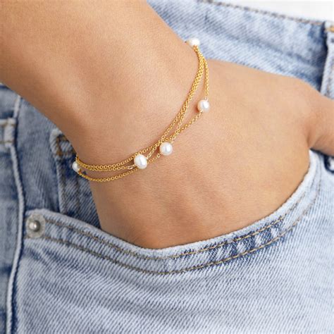 Gold Layered Pearl Bracelet – Lily & Roo