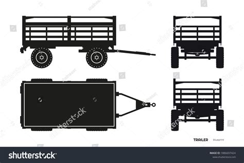 Black Silhouette Tractor Trailer Side Front Stock Illustration 1886697424 | Shutterstock