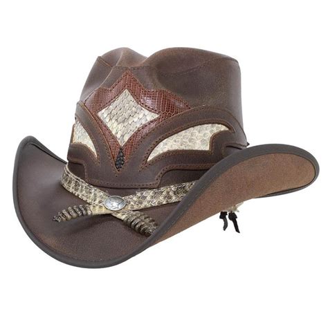 Storm Leather Cowboy Hat with Rattlesnake Skin Band, S-3XL — SetarTrading Hats