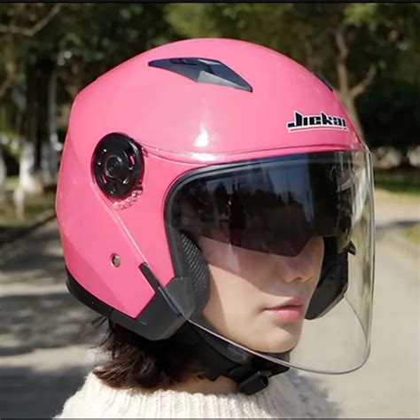 Dual lens women pink motorcycle helmet JIEKAI JK512 electric bicycle motorbike helmets Seasons ...