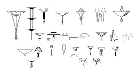 Decorative wall lights blocks cad drawing details dwg file - Cadbull