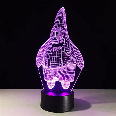 Cartoon Patrick Star Acrylic 7 Colors Desk Lamp 3D Lamp Novelty Led ...