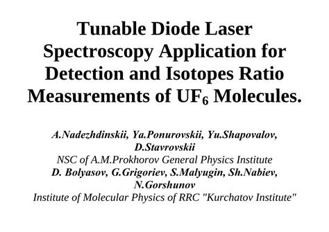 (PDF) Tunable Diode Laser Spectroscopy Application for Detection ... · Tunable Diode Laser ...