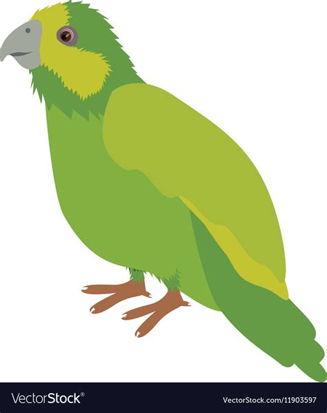 Silhouette green parrot animal bird Royalty Free Vector