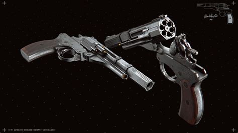 ArtStation - KT-91 - Semi-Automatic Revolver Concept, John Kilbride Arma Steampunk, Steampunk ...