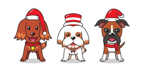 Premium Vector | Cartoon character cute dogs christmas costumes