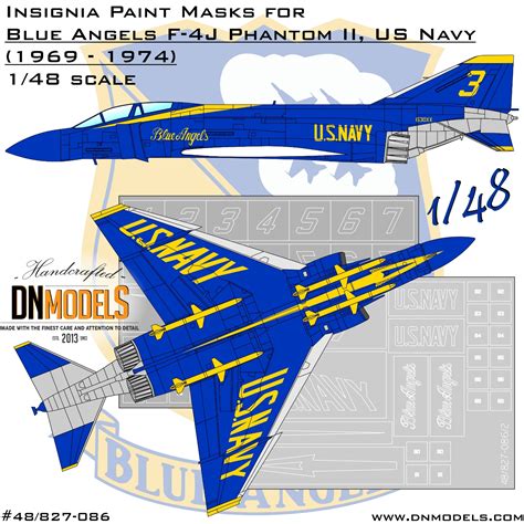 Blue Angels F-4J Phantom II Insignia Paint Mask Set 1/48. By DN Models