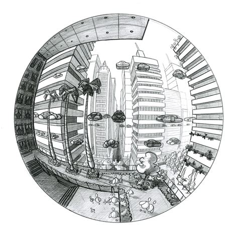 Images Of Futuristic City Drawing