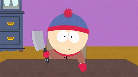 South Park cartoon character with axe at table free image download