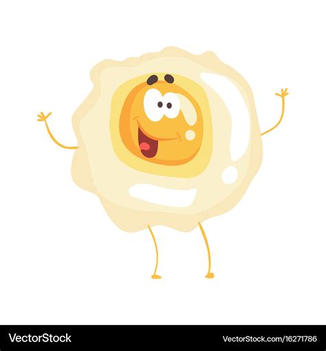 Cute cartoon fried egg with smiley face funny Vector Image