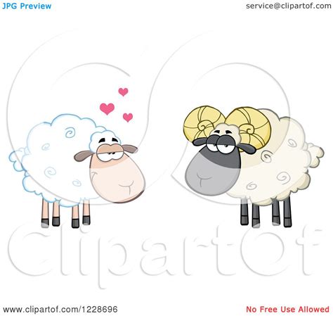 Clipart of an Ewe in Love with a Ram Sheep - Royalty Free Vector Illustration by Hit Toon #1228696