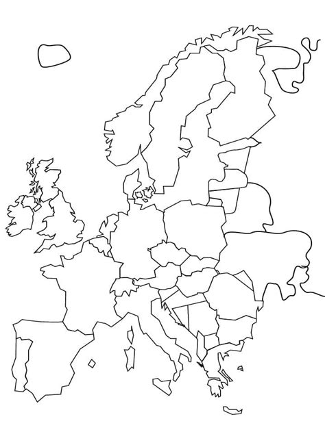 Dibujos de Mapa de Europa para Colorear para Colorear, Pintar e ...