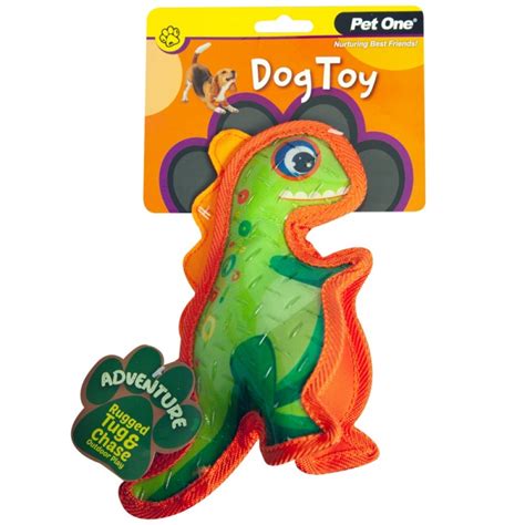 Pet One Adventure Squeaky Dinosaur Dog Toy - 24cm - Green