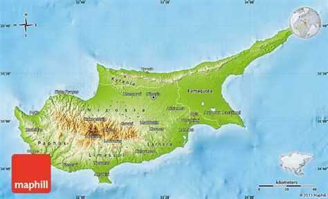 Physical Map of Cyprus