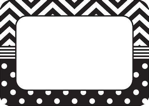 Black & White Chevrons and Dots Name Tags/Labels - TCR5548 | Teacher Created Resources