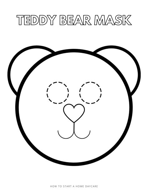 Teddy Bear Mask Printable - HOW TO START A HOME DAYCARE