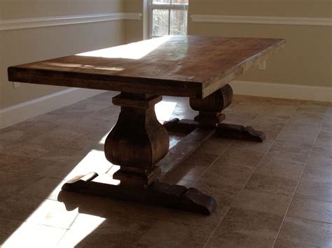 Hand Crafted 7ft Trestle Table Solid Wood by Hinojosa custom furniture | CustomMade.com