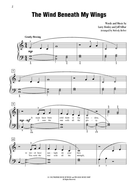 Wind Beneath My Wings (Late Elementary) Sheet Music by Melody Bober (SKU: 28436) - Stanton's ...