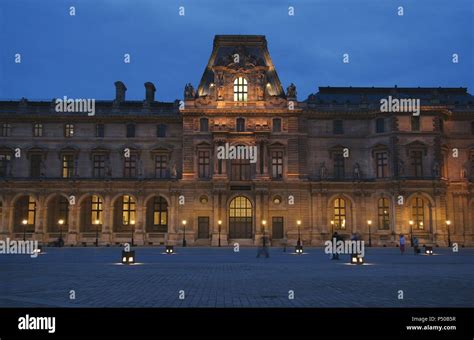 View of Louvre Museum at night. Paris. France. Europe Stock Photo - Alamy