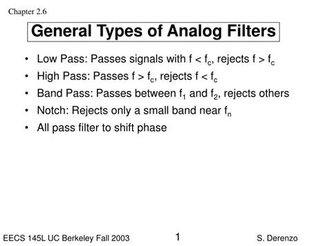 PPT - General Types of Analog Filters PowerPoint Presentation, free download - ID:3300873