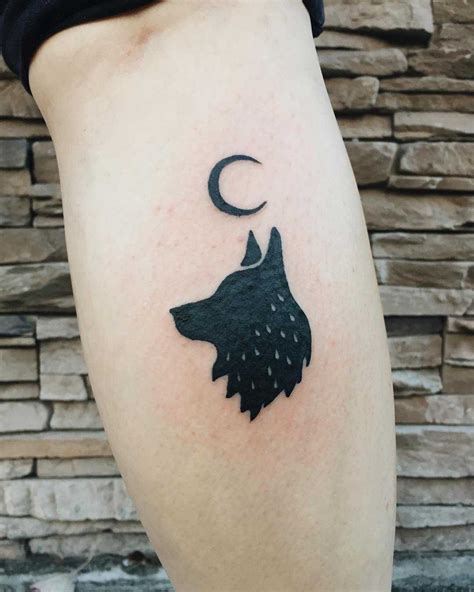 Wolf and crescent moon tattoo - Tattoogrid.net