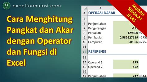 Rumus untuk Menghitung Pangkat dan Akar Di Excel | Kursus Excel Online & Offline