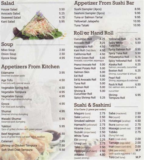 Mt Fuji Sushi & Hibachi Menu, Cooperstown, NY