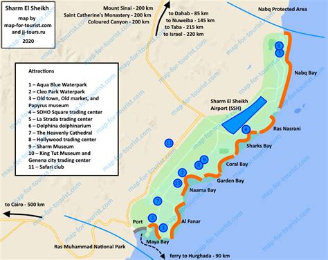 Map of Sharm el-Sheikh - resorts, beaches, attractions