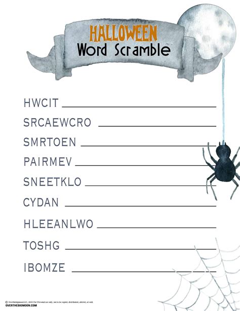 Halloween Word Scramble Game | Eighteen25