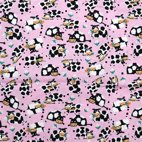 Cute Cow Printed Cotton Fabric Cow Printed on Sweet Pink - Etsy