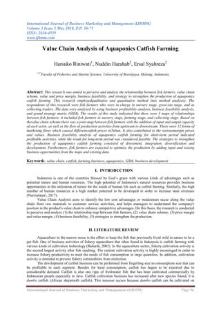 Value Chain Analysis of Aquaponics Catfish Farming | PDF