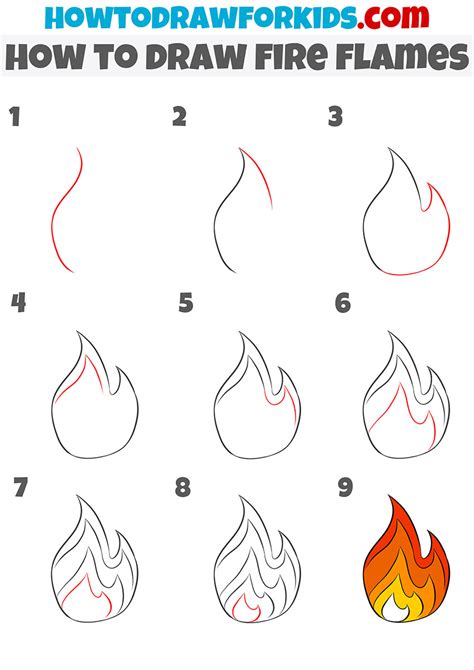 How to Draw Fire Flames - Easy Drawing Tutorial For Kids