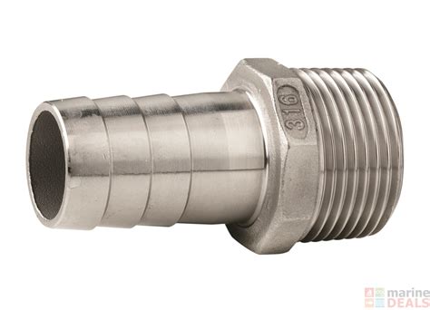 Buy V-Quipment Male Stainless Steel Hose Connector 12mm online at Marine-Deals.co.nz