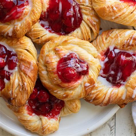 Homemade Cherry Danish - buttery, flaky pastry with a syrupy fruit filling