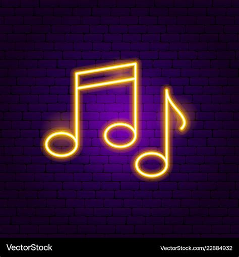 Music notes neon sign Royalty Free Vector Image