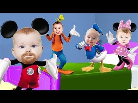 Five Little Babies Mickey Mouse Clubhouse Jumping on The Bed | 5 Little Monkeys Jumping on t ...