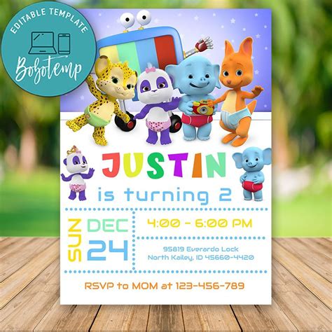 Editable Word Party Birthday Invitation Instant Download | Bobotemp