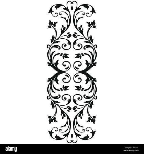 Vector vertical border curled floral element on white background for design Stock Vector Image ...