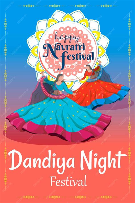 Premium Vector | Navratri festival Girls dancing national dance