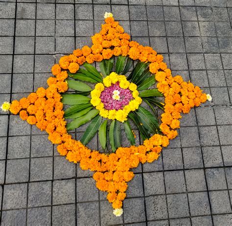 Flower Rangoli Designs For Corner | Best Flower Site