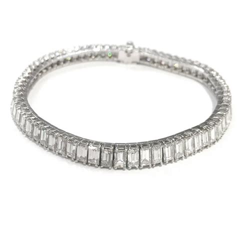 Baguette Cut Diamonds Platinum Bracelet For Sale at 1stdibs