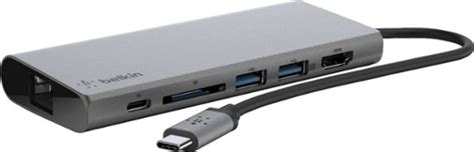 Belkin 4-Port USB Type-C Hub with Gigabit Ethernet Adapter Space Gray F4U092BTSGY - Best Buy