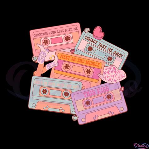 Western 90s Country Music Cassettes Cowgirl Lover Svg