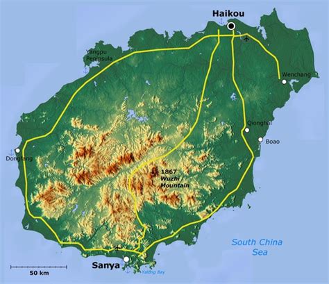 Hainan Island Tographic Map - Hainan Island • mappery