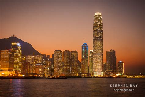 Photo: Hong Kong island skyline at sunset. Hong Kong, China.